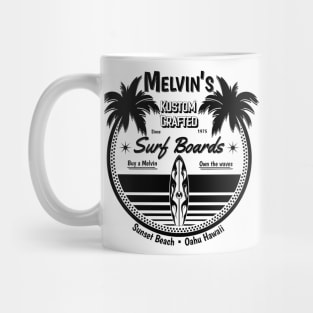 Melvin's Kustom Crafted Surfboards-Black on Front of Mug